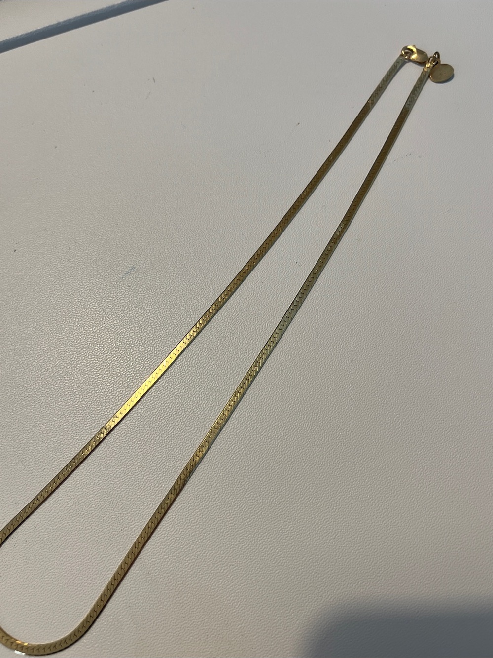 Vintage Solid 10K Yellow Gold Herringbone Chain Necklace | 16" x 3mm (1/8")
